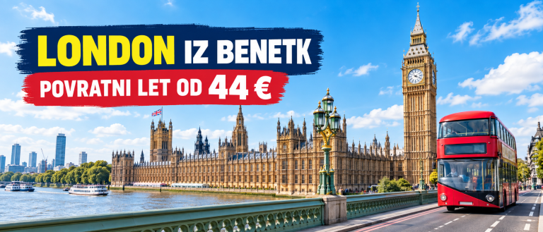 London iz Benetk – povratni let od 44 €